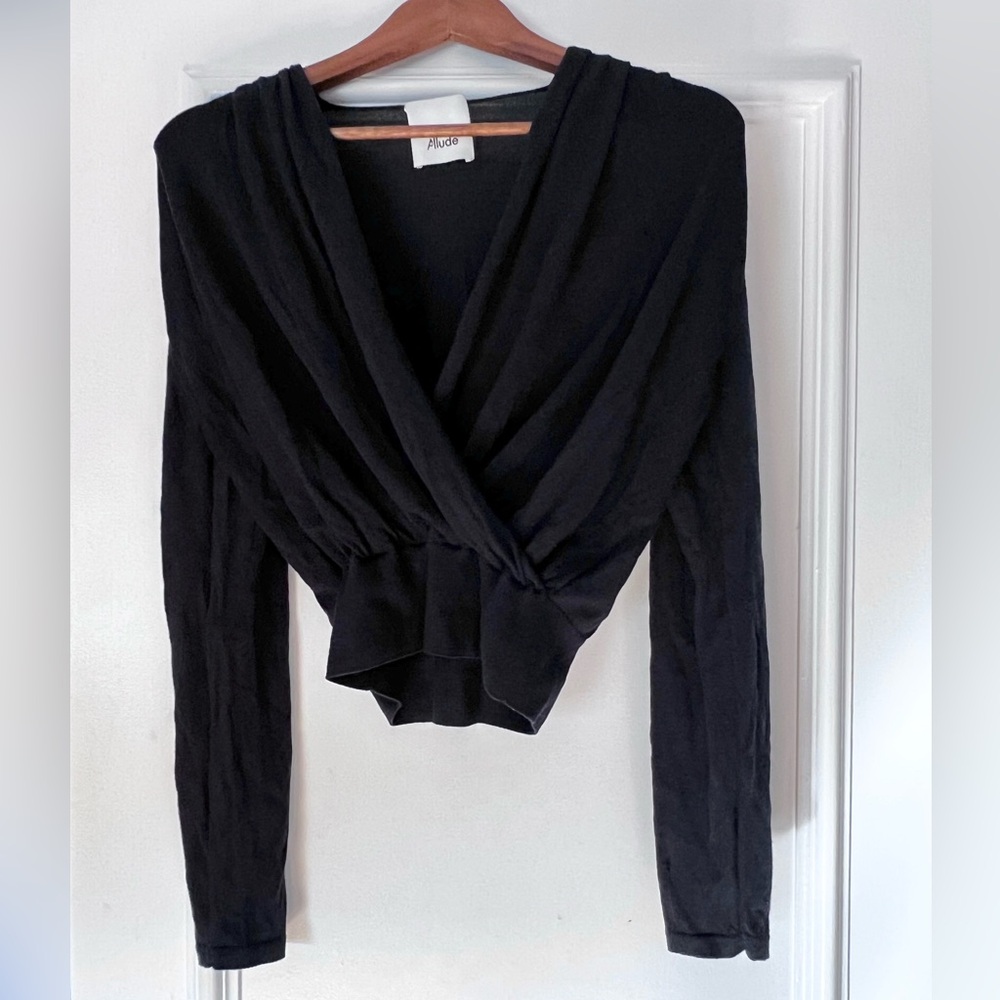 Dark blue cropped cashmere Top
